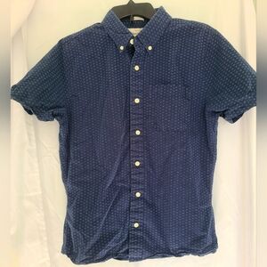 Abercrombie & Fitch Shirt Men Navy Blue Print  Short Sleeve Preppy Medium